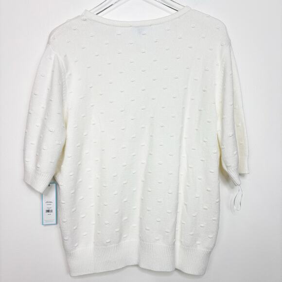 NWT White Cream Draper James Short Sleeve Popcorn Sweater XXL - Picture 2 of 6